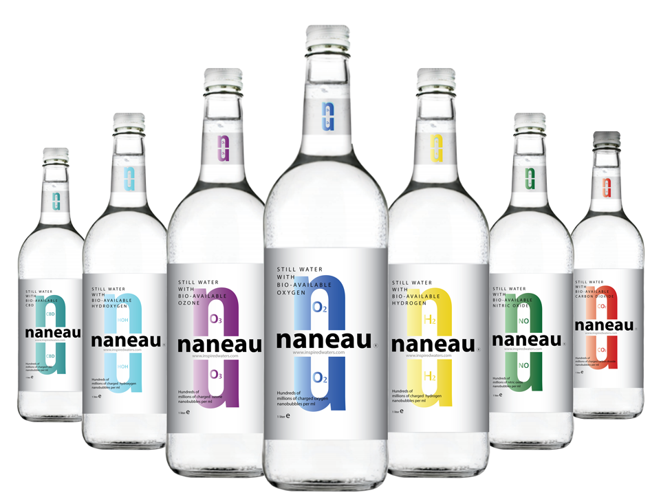 Naneau O2, CO2, O3, HOH, CBD, NO Water Bottles